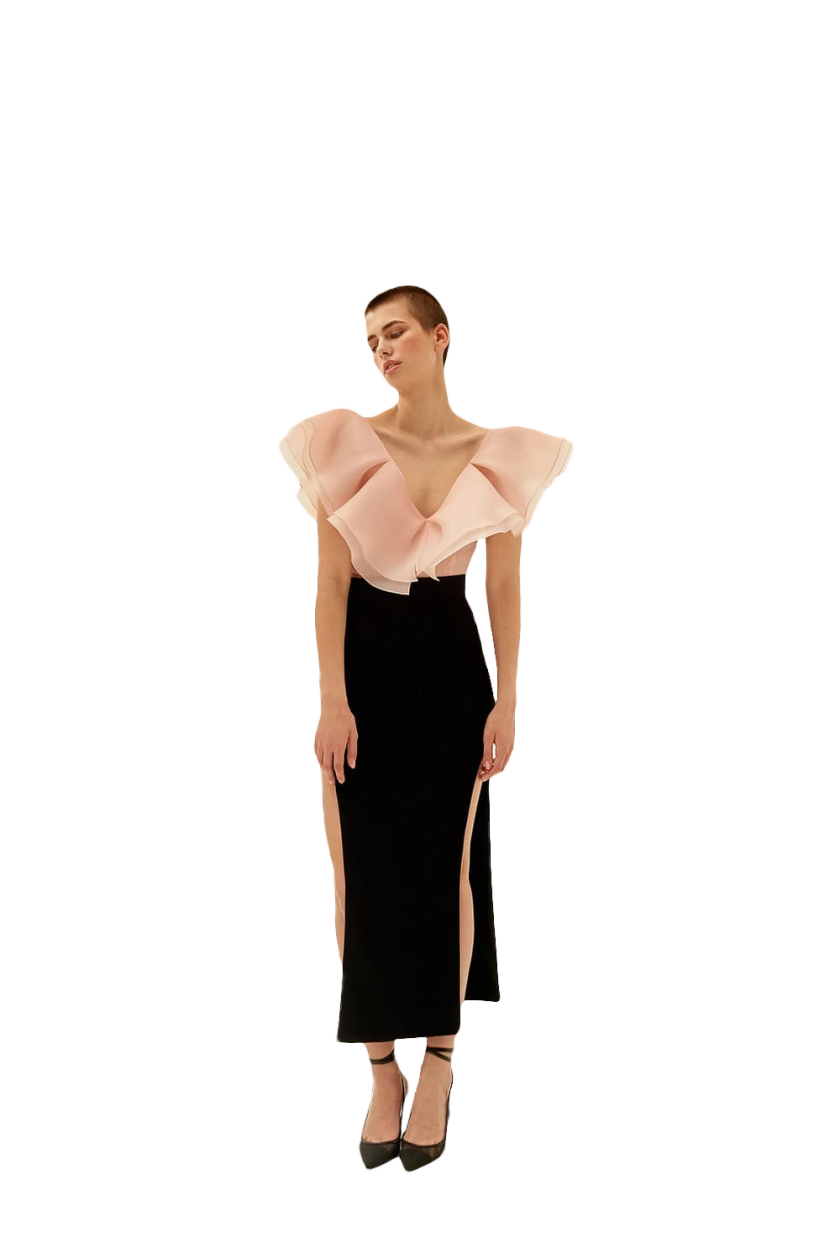 Black maxi skirt with cuts