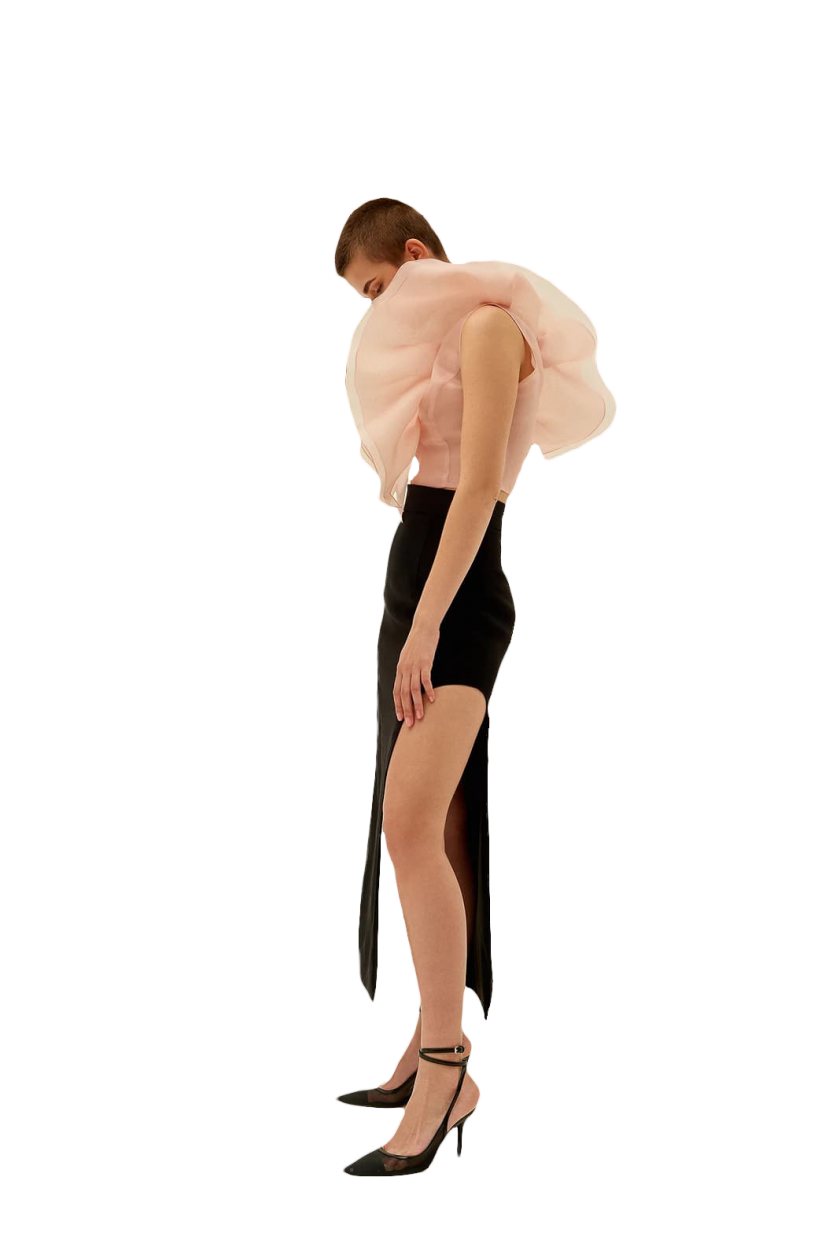 Black maxi skirt with cuts - Image 2