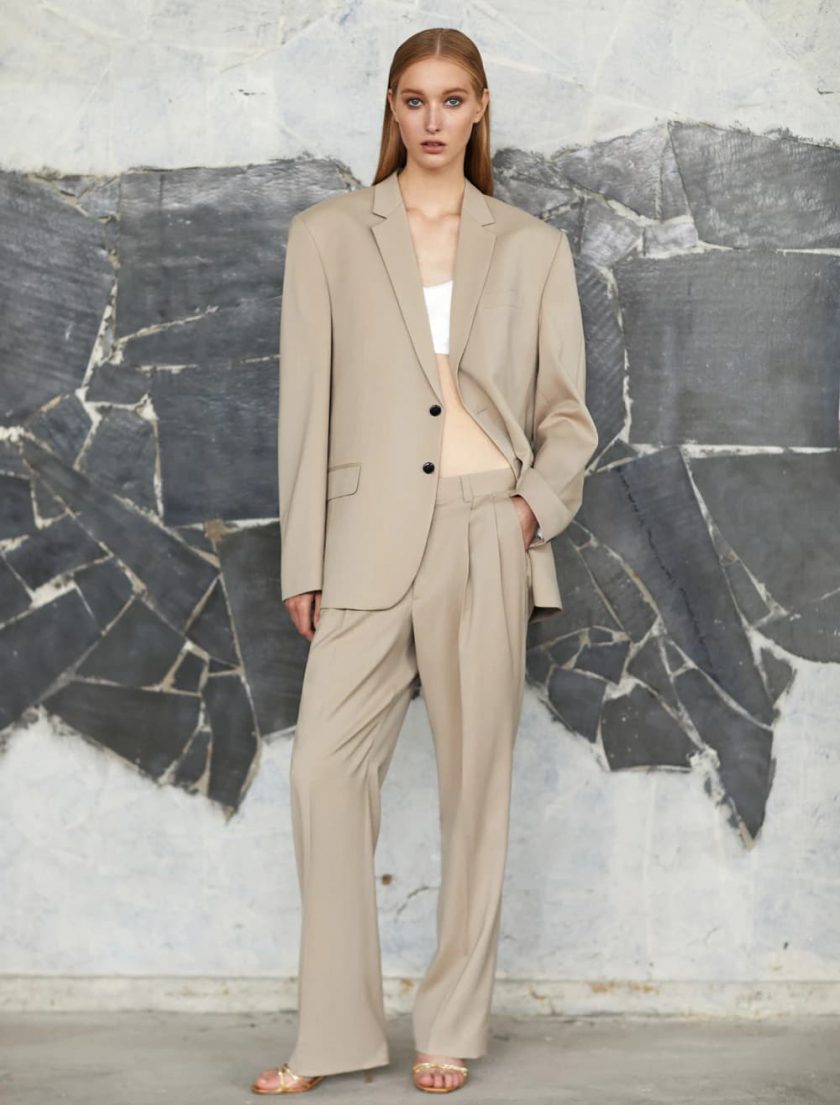 Beige vintage low waisted oversized trousers - Image 2