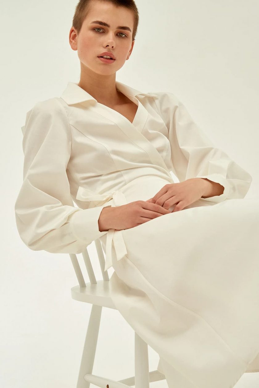Ivory long shirt dress