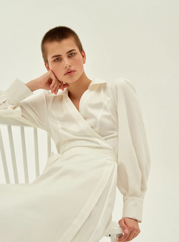 Ivory long shirt dress